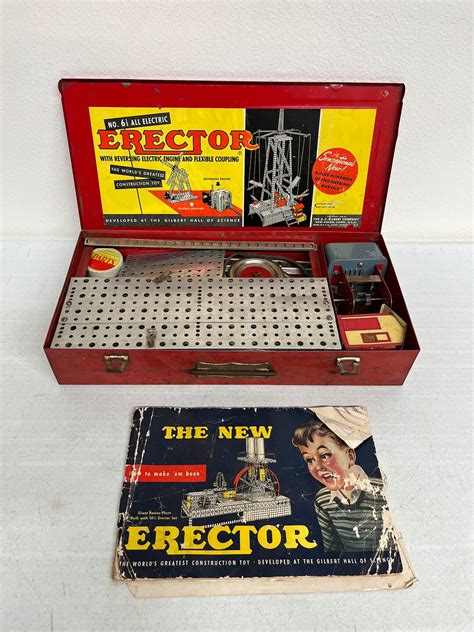 1948 erector set in metal box|Vintage 1948 Gilbert Erector Set Metal Box With .